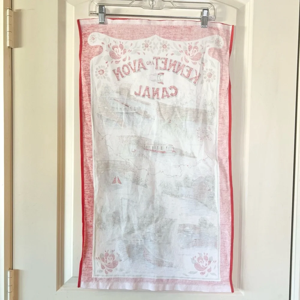 Vintage Kennet & Avon Canal Tea Towel Cotton British Map Decor Souvenir